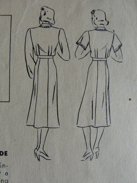 1930s Tailored Dress Pattern Hollywood 1526 Featuring Claire Trevor Stylish Dress Bust 32 Vintage Sewing Pattern