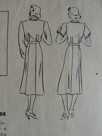 1930s Tailored Dress Pattern Hollywood 1526 Featuring Claire Trevor Stylish Dress Bust 32 Vintage Sewing Pattern
