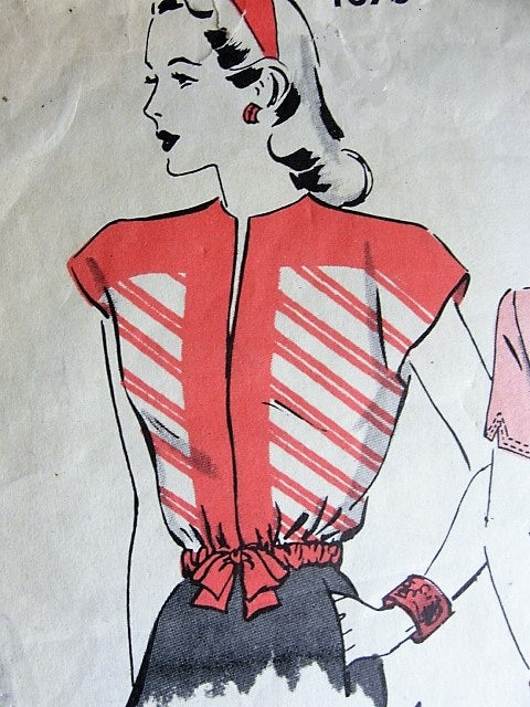 1940s WONDERFUL Blouse Pattern HOLLYWOOD 1670 Four Style Versions Bust 32 Vintage Sewing Pattern