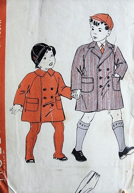 1930s ADORABLE Little Boys Coats and Leggings Pattern HOLLYWOOD 1896 Two Cute Styles Size 6 Vintage Childrens Sewing Pattern
