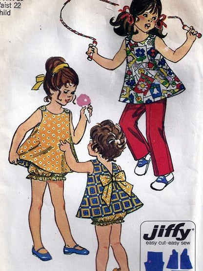 Sweet Vintage Childrens Pattern Bloomers ,Pants and Reversible Top Simplicity 9339 Sewing Pattern  UNCUT FACTORY FOLDED