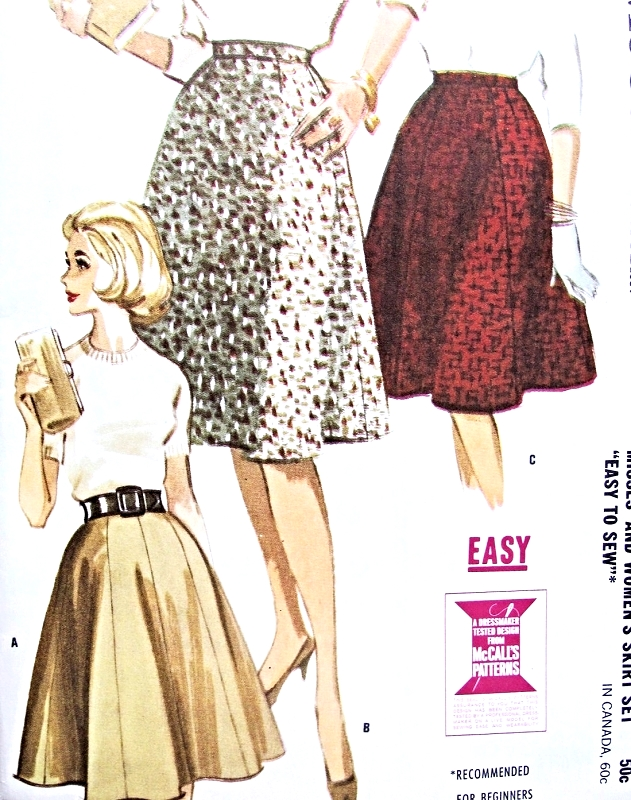 1960s FLATTERING Flared Skirt Set Pattern McCALL's 6439 Waist 26 Easy To Sew Vintage Sewing Pattern