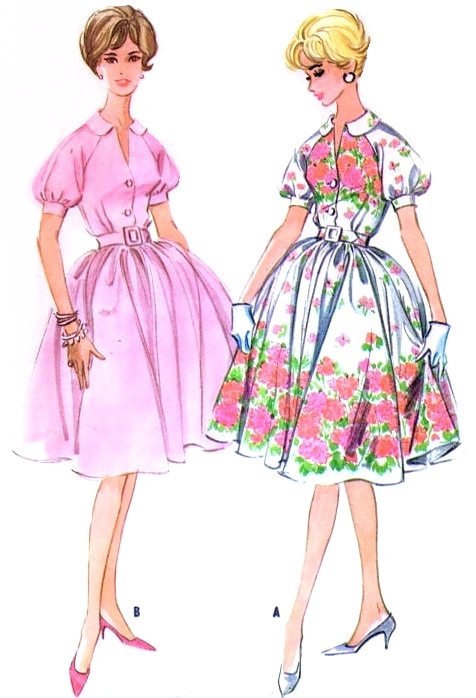 1960 PRETTY Dress Pattern McCALL'S 5401 Raglan Sleeve Shirtwaist Dress, Perfect For Border Fabrics, Bust 32 Vintage Sewing Pattern