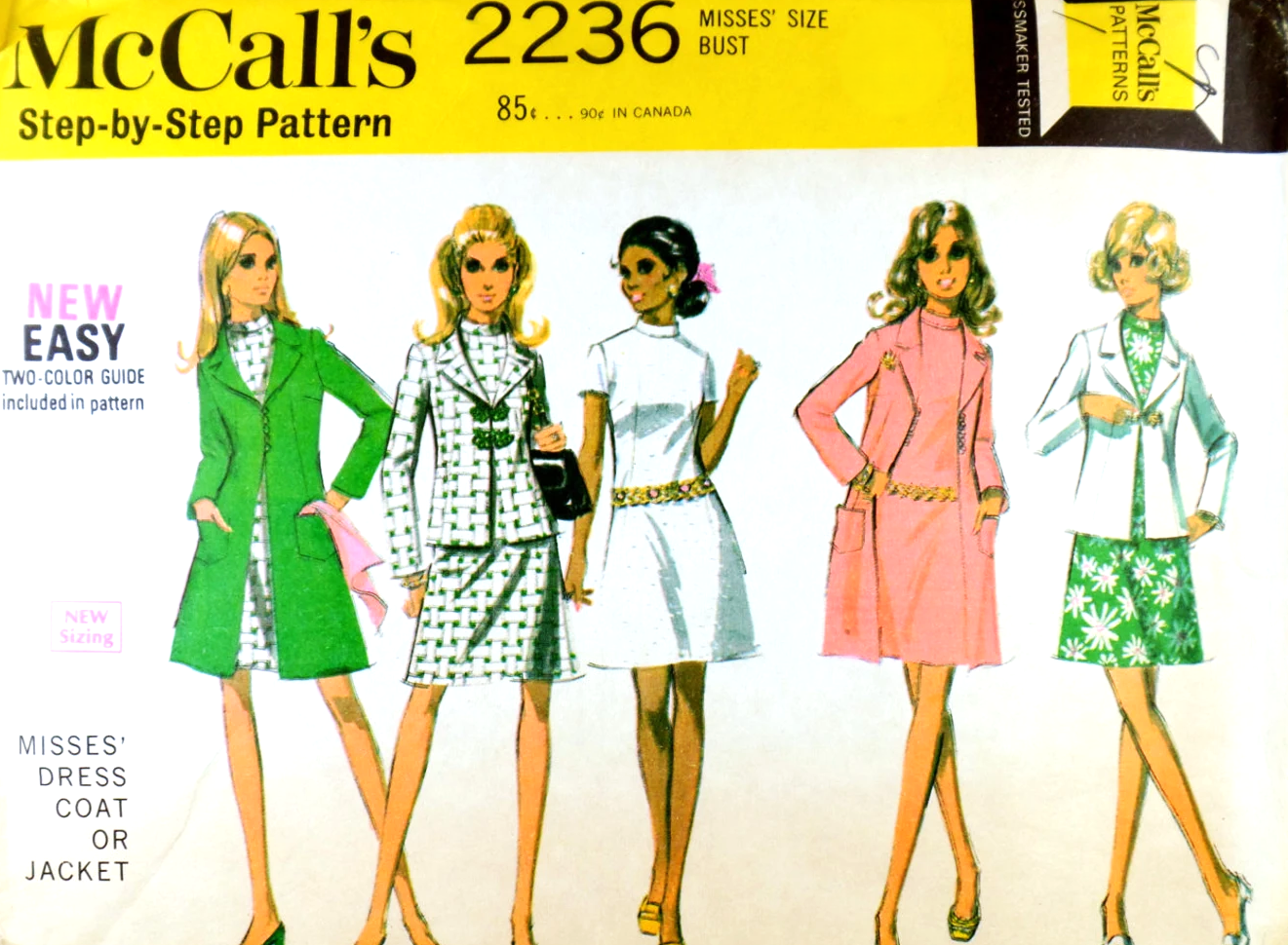 1960s MOD Wardrobe Coat, Dress, Jacket Pattern McCall's 2236 Great For Travel Bust 31 Easy To Sew Vintage Sewing Pattern UNCUT