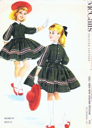 1950s SWEET Helen Lee Girls Dress With Attached Petticoat Pattern McCALLS 5087 Size 6 Vintage Sewing Pattern