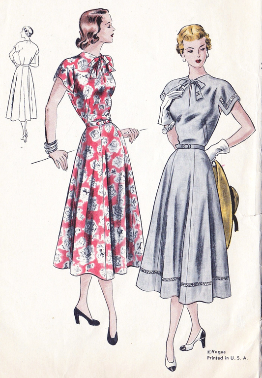 1940s BEAUTIFUL Dress Pattern VOGUE 6268 Day or Party Dress, Keyhole Neckline,Figure Flattering,Bust 34 Vintage Sewing Pattern