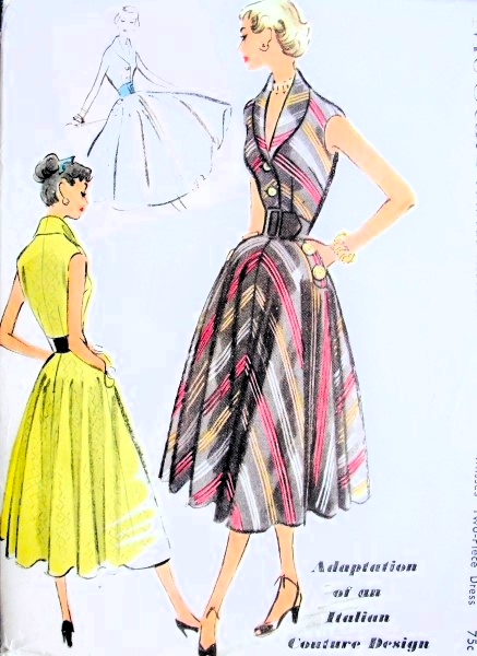 50s BEAUTIFUL 2 Pc Dress Pattern McCalls 8849, Adaptation of an Italian Couture Design ,Fitted Sleeveless Blouse Full Skirt ,Bust 30 ,Vintage Sewing Pattern