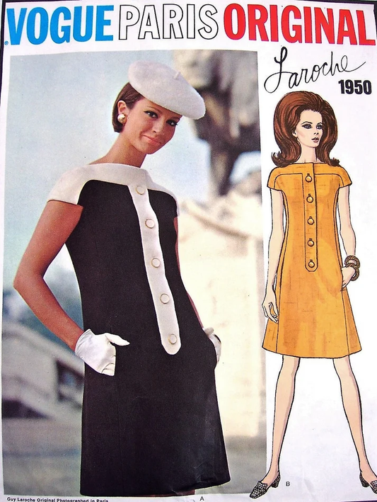 1960s MOD Laroche Dress Pattern VOGUE PARIS Original 1950 Casual or After 5 Dress Bust 32 Vintage Sewing Pattern FACTORY FOLDED