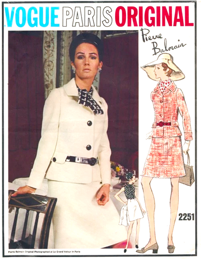 1960s CLASSY Balmain Suit and Blouse Pattern VOGUE Paris Original 2251 Bust 34 Vintage Sewing Pattern FF
