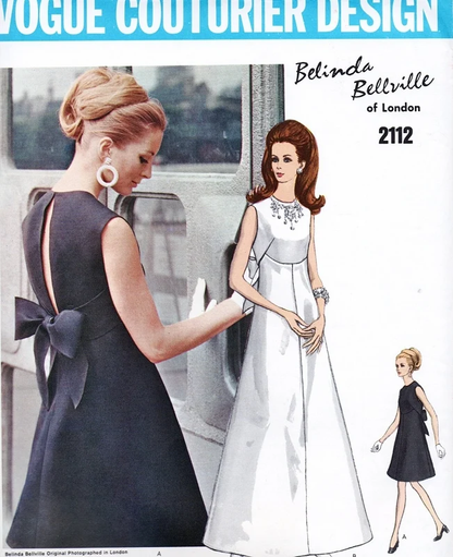 1960s BEAUTIFUL Belinda Bellville Evening Dress Gown Pattern VOGUE Couturier Design 2112 Gorgeous Design Bust 38 Vintage Sewing Pattern