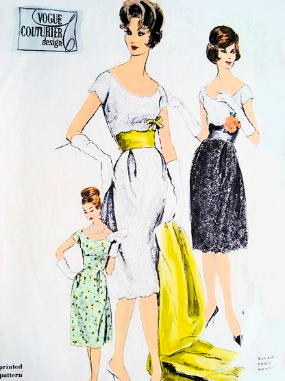 1960s BEAUTIFUL Evening Cocktail Dress, Strapless Slip and Stole Pattern VOGUE Couturier 1002  Flattering Design, Bust 32 Vintage Sewing Pattern