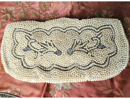 BEAUTIFUL 1920s-30s Art Deco Beaded Purse, Evening Bag,Pearl and Glass Beads, Collectible Antique Purses, Bridal Handbags