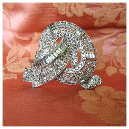 FABULOUS Art Deco Large Brooch, Sparkling Diamanté Glass Stones, Strong 20s Design, Beautiful Pin, Collectible Vintage Jewelry