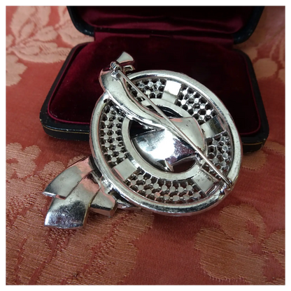FABULOUS Art Deco Large Brooch, Sparkling Diamanté Glass Stones, Strong 20s Design, Beautiful Pin, Collectible Vintage Jewelry