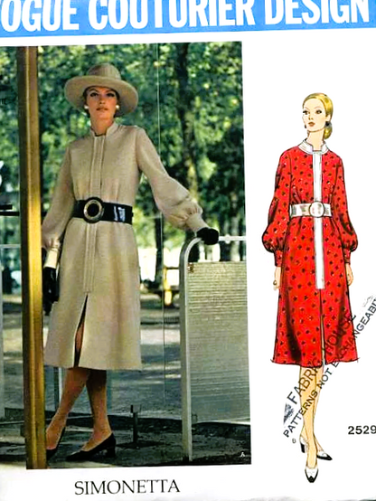 1970s FABULOUS  Simonetta Dress Pattern VOGUE COUTURIER Design 2529 Midi Length, Bust 36 Vintage Sewing Pattern FF