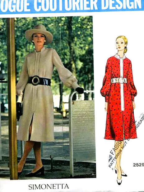 1970s FABULOUS  Simonetta Dress Pattern VOGUE COUTURIER Design 2529 Midi Length, Bust 36 Vintage Sewing Pattern FF