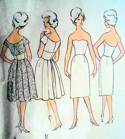 1960s BEAUTIFUL Evening Cocktail Dress, Strapless Slip and Stole Pattern VOGUE Couturier 1002  Flattering Design, Bust 32 Vintage Sewing Pattern