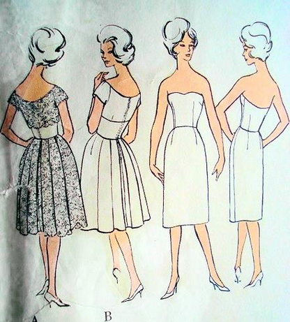1960s BEAUTIFUL Evening Cocktail Dress, Strapless Slip and Stole Pattern VOGUE Couturier 1002  Flattering Design, Bust 32 Vintage Sewing Pattern