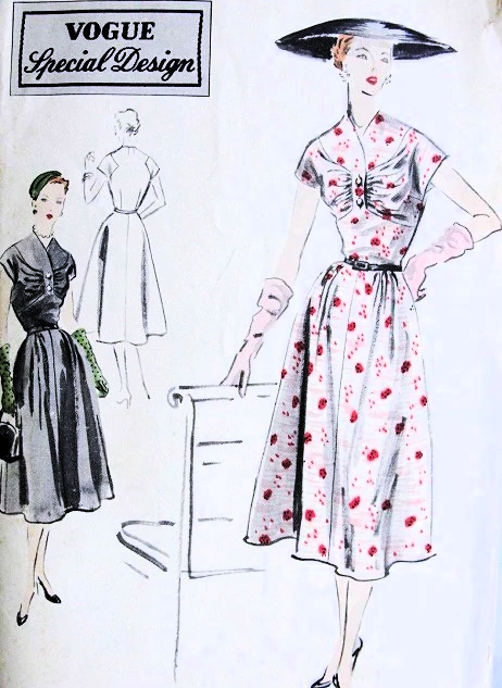 1950s STUNNING Dress Pattern VOGUE Special Design 4320 Day or Party Cocktail Dress, Gathered Bodice, Bust 34 Vintage Sewing Pattern