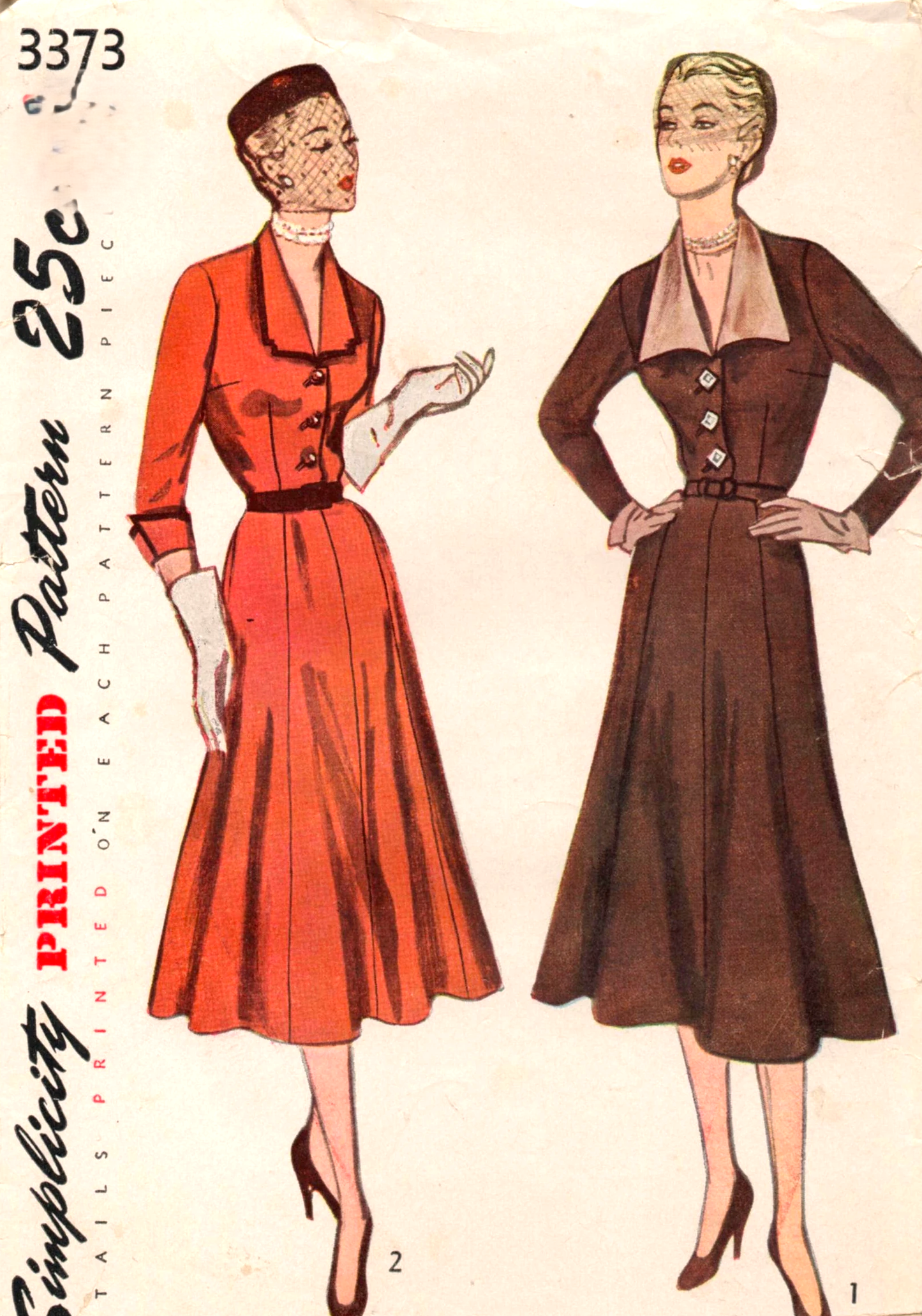 1950s FLATTERING Dress Pattern SIMPLICITY 3373 Day or Cocktail Dinner Dress Bust 36 Vintage Sewing Pattern