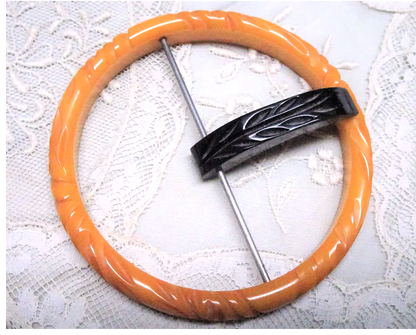 1930s ART DECO Original CARVED Bakelite Buckle, Dramatic Carved Buckle,Large Dress Buckle,Collectible Vintage Bakelite