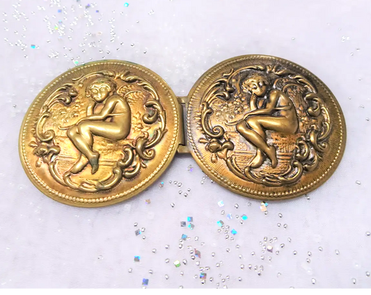 BEAUTIFUL Antique Dress Buckles ,Cherubs Cupid,Double Buckle Clasp,Embossed Metal Cherubs,Collectible Clasps Vintage Buckles