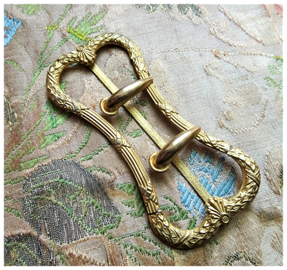 GORGEOUS Victorian Large Gilt Metal Belt Buckle, 4 Inches, Elegant Design, Antique Dress Buckles, Collectible Belts and Buckles