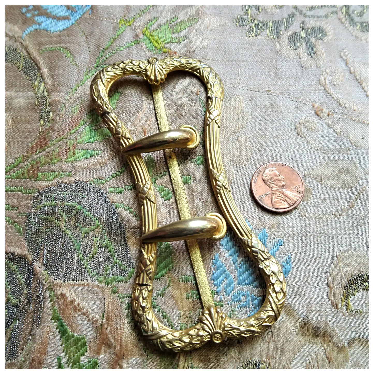 GORGEOUS Victorian Large Gilt Metal Belt Buckle, 4 Inches, Elegant Design, Antique Dress Buckles, Collectible Belts and Buckles