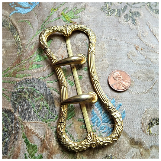 GORGEOUS Victorian Large Gilt Metal Belt Buckle, 4 Inches, Elegant Design, Antique Dress Buckles, Collectible Belts and Buckles