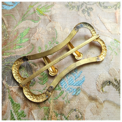 GORGEOUS Victorian Large Gilt Metal Belt Buckle, 4 Inches, Elegant Design, Antique Dress Buckles, Collectible Belts and Buckles