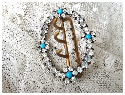 ANTIQUE Georgian Exquisite Sparkling Paste and Turquoise Glass Dress Buckle, Floral Design, Beautiful Condition, Collectible Buckles Jewelry