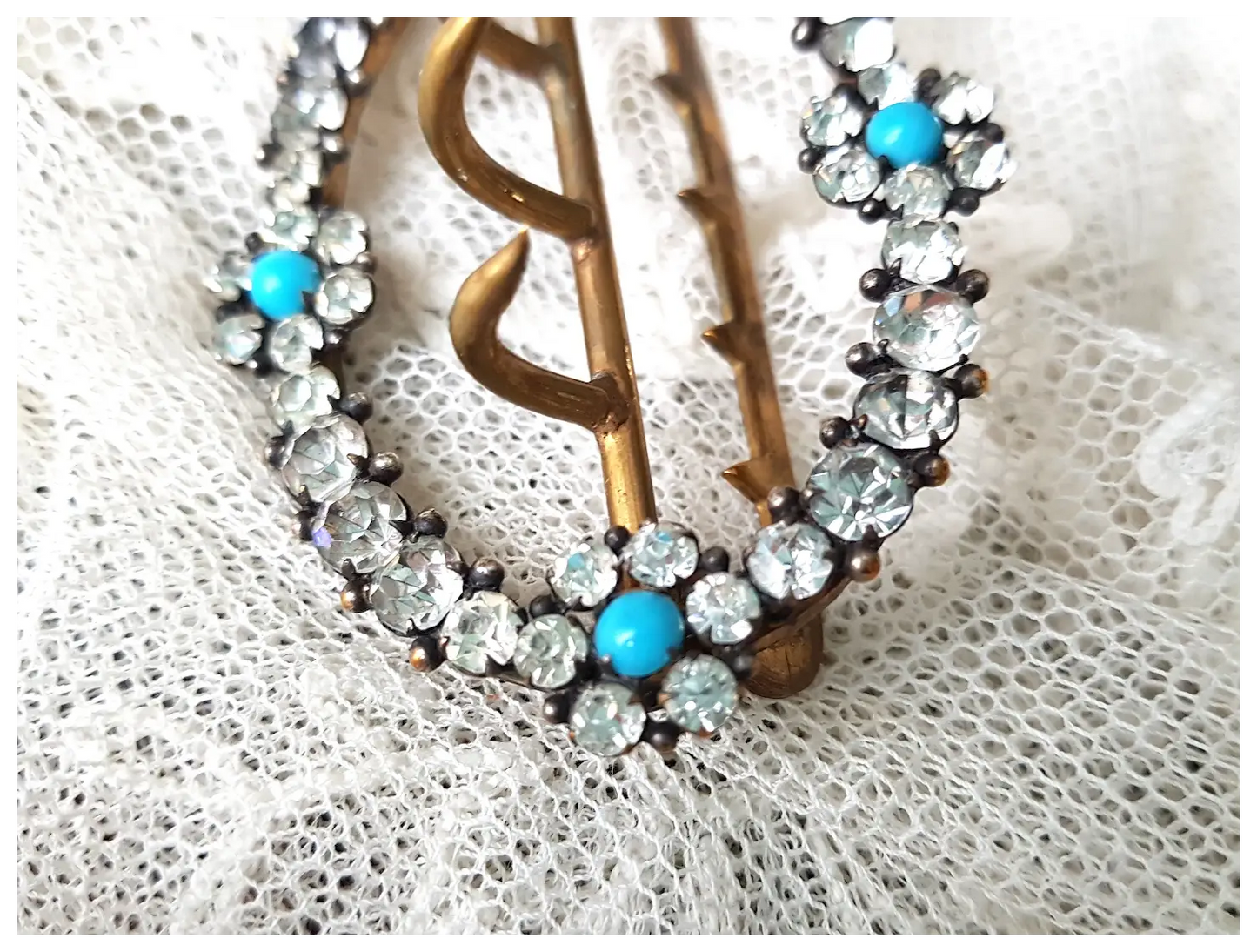 ANTIQUE Georgian Exquisite Sparkling Paste and Turquoise Glass Dress Buckle, Floral Design, Beautiful Condition, Collectible Buckles Jewelry