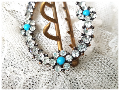 ANTIQUE Georgian Exquisite Sparkling Paste and Turquoise Glass Dress Buckle, Floral Design, Beautiful Condition, Collectible Buckles Jewelry