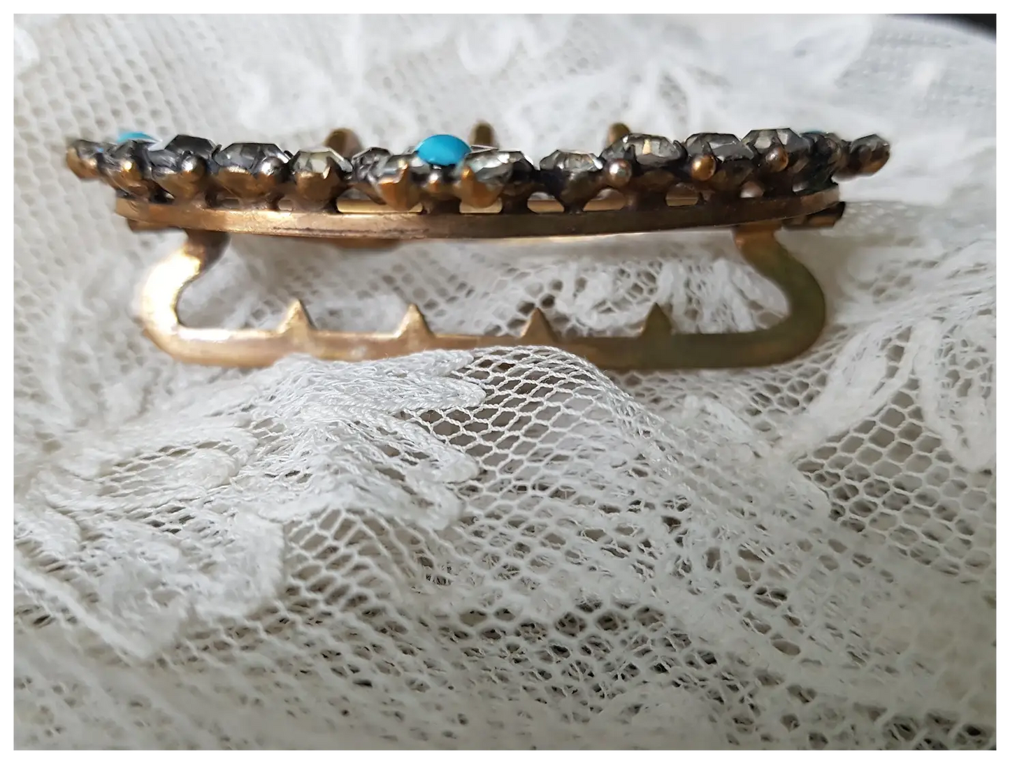 ANTIQUE Georgian Exquisite Sparkling Paste and Turquoise Glass Dress Buckle, Floral Design, Beautiful Condition, Collectible Buckles Jewelry