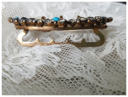 ANTIQUE Georgian Exquisite Sparkling Paste and Turquoise Glass Dress Buckle, Floral Design, Beautiful Condition, Collectible Buckles Jewelry