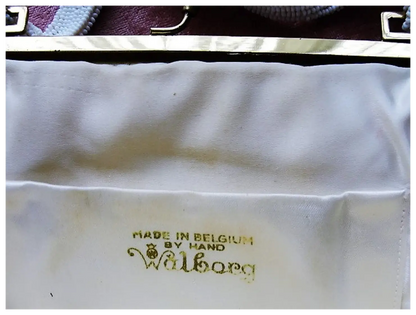 GORGEOUS Vintage Belgium Hand Beaded Large Evening Hand Bag, Special Occasion Purse, White Glass Beads White Enamel Frame, Walborg, Belgium