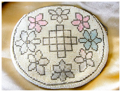 GORGEOUS 1920s Art Deco Czech Glass Beaded Purse Evening Bag,White,pink,blue Glass Micro Beads,Collectible Antique Purses, Bridal handbag