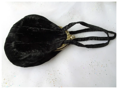 FABULOUS Vintage 1930s Velvet Evening Bag Purse,Lovely Frame and Kiss Clasp,Collectible Purses Hand Bags