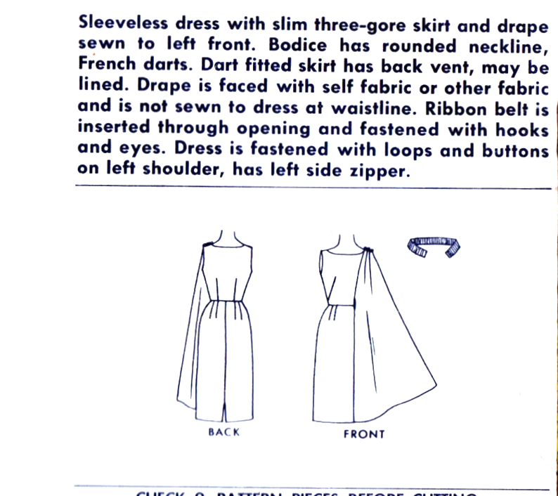 1960s GLAMOROUS Pauline Trigere Cocktail Party Evening Dress Pattern McCALLS 6599 Exclusive Design, Stunning Shoulder Drape, Bust 32 Vintage Sewing Pattern