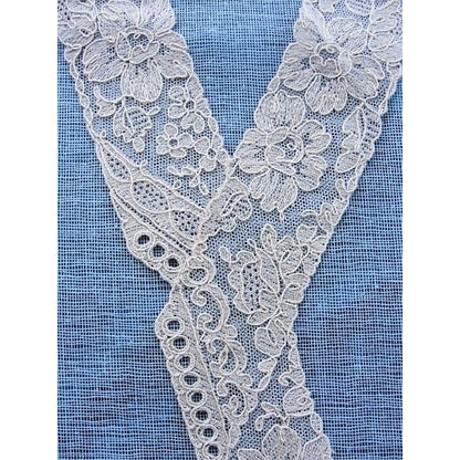 1920s Antique Art DECO French Embroidered Lace Collar Applique For Flapper Dress ,Vintage Clothing