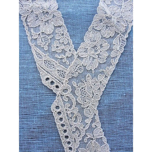 1920s Antique Art DECO French Embroidered Lace Collar Applique For Flapper Dress ,Vintage Clothing