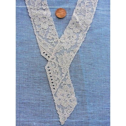 1920s Antique Art DECO French Embroidered Lace Collar Applique For Flapper Dress ,Vintage Clothing