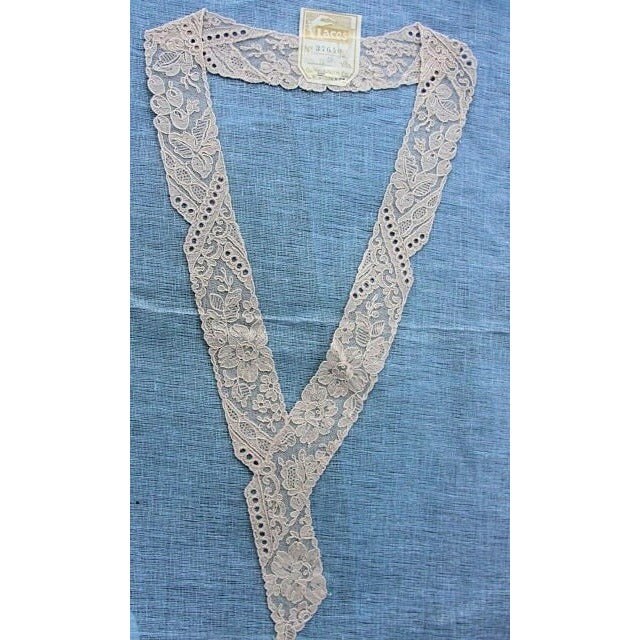 1920s Antique Art DECO French Embroidered Lace Collar Applique For Flapper Dress ,Vintage Clothing