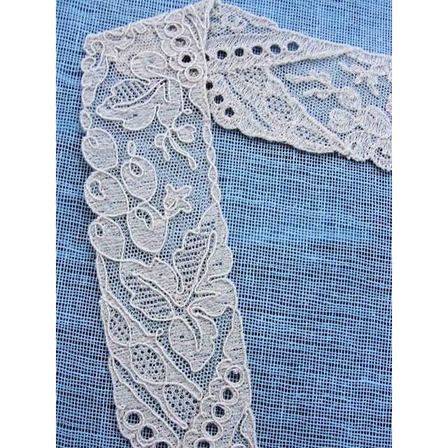 1920s Antique Art DECO French Embroidered Lace Collar Applique For Flapper Dress ,Vintage Clothing