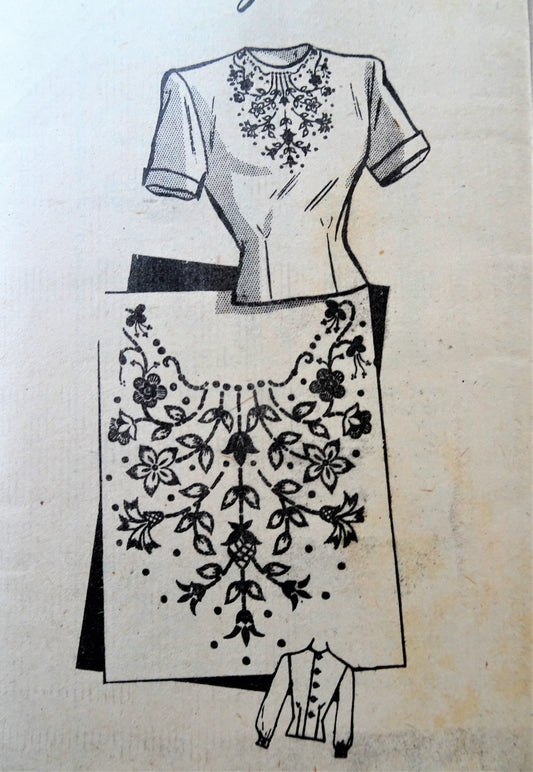1940s PRETTY Blouse Pattern ALICE BROOKs Design 7041 Button Back Fitted Blouse, Includes Embroidery Transfer,Bust 32 Vintage Sewing Pattern FACTORY FOLDED