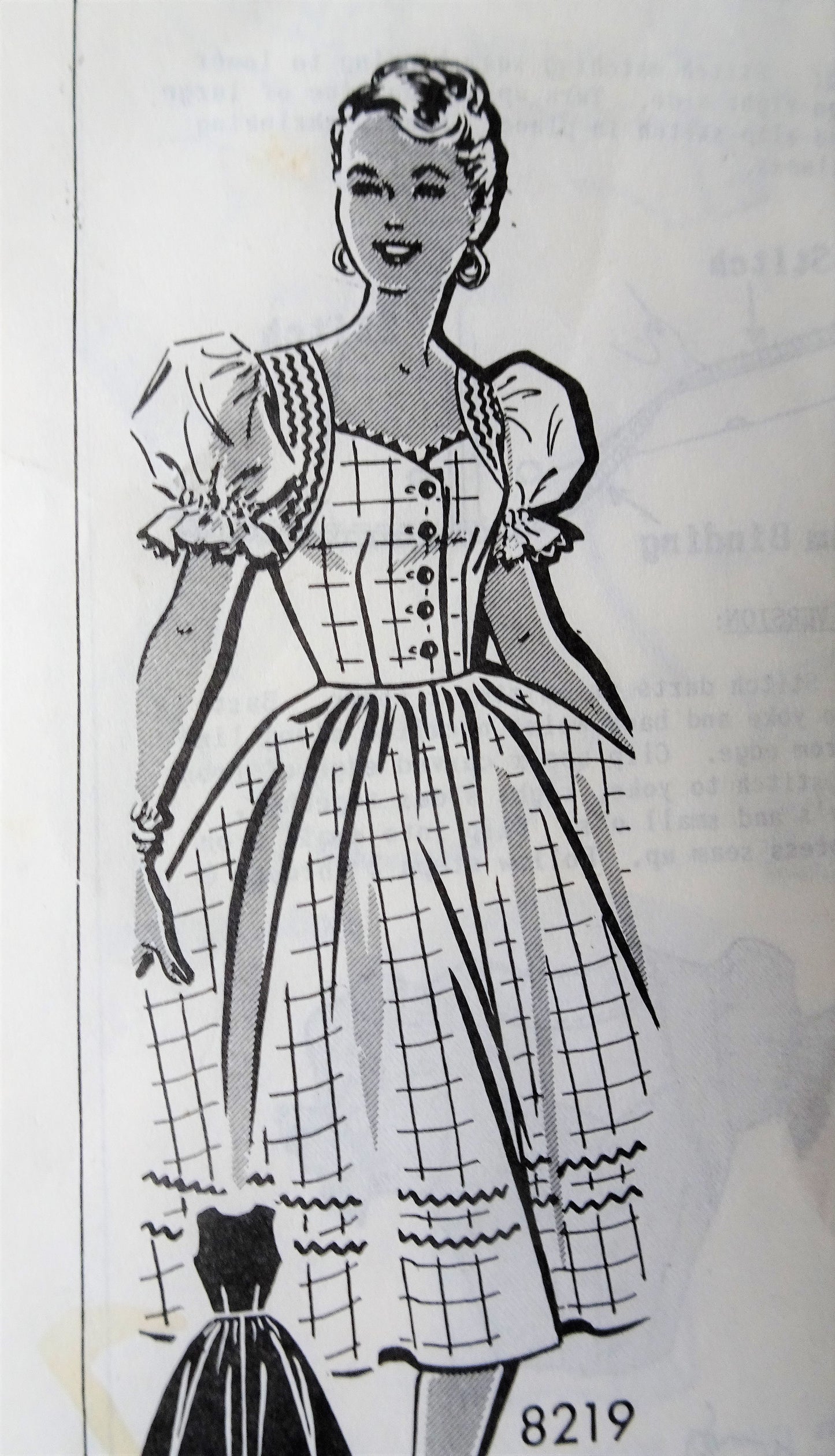 1950s PRETTY Dress Pattern Patt O Rama 8219 Sweet Heart Neckline Full Skirt Dress, Puff Sleeve Version, Day or Party, Bust 32 Vintage Sewing Pattern FACTORY FOLDED