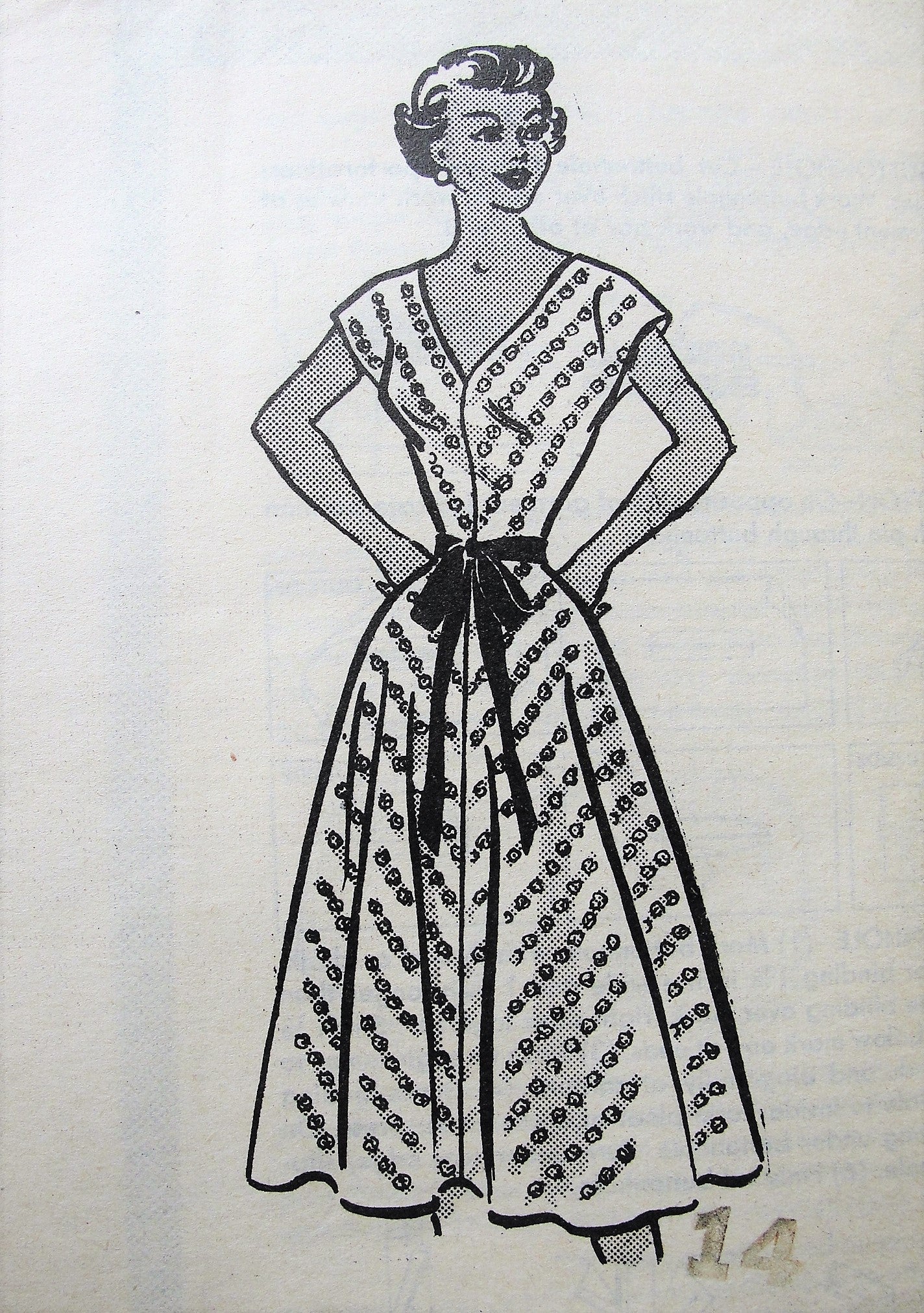 1950s BEAUTIFUL V-Neck Dress with Full Skirt MARIAN MARTIN 9097 Lovely Summer or Party Dress Bust 32 Vintage Sewing Pattern