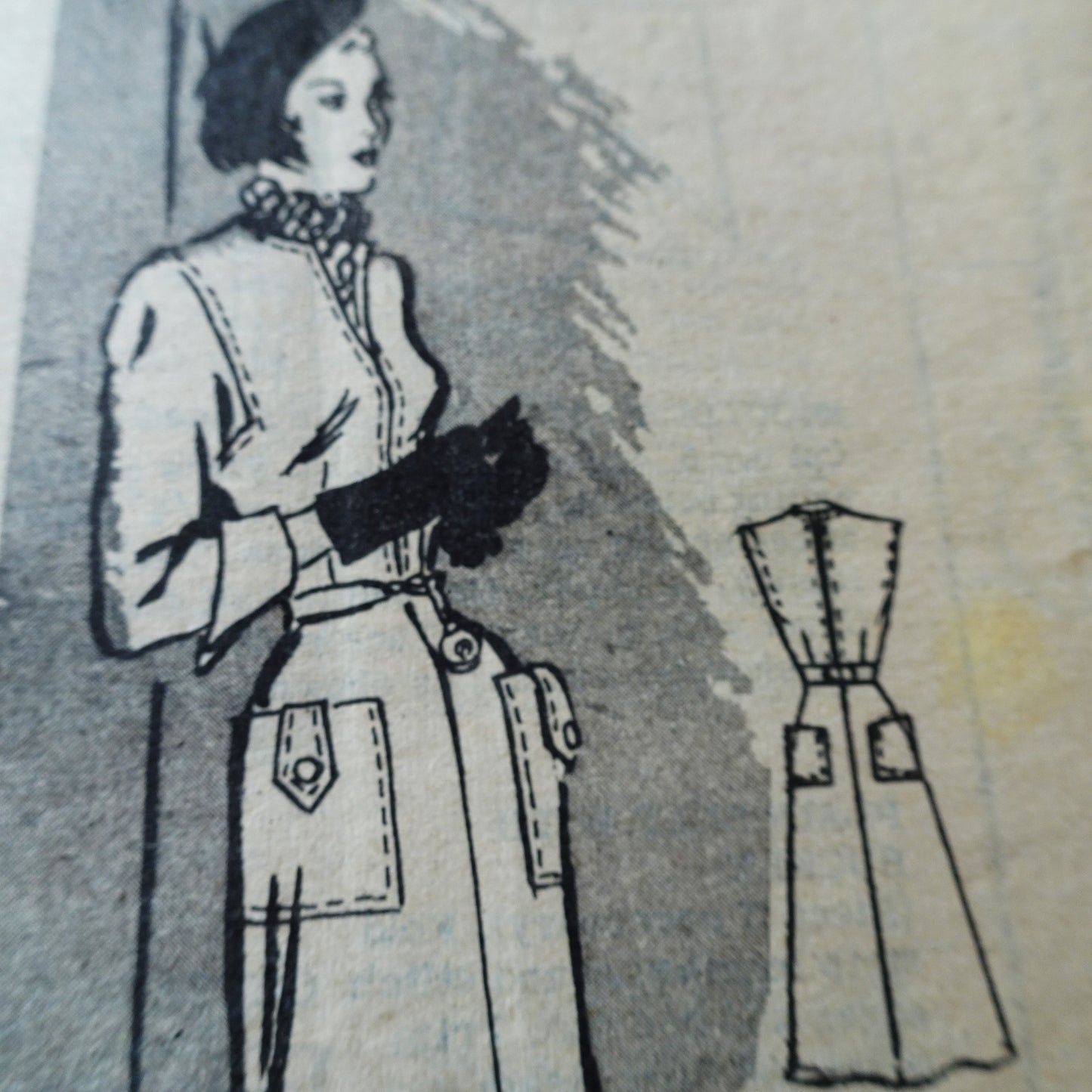1940s CLASSY Dress Pattern MARIAN MARTIN 9048 Large Pockets,Flattering Slit Neckline Three Style Versions Bust 34 Vintage Sewing Pattern FACTORY FOLDED