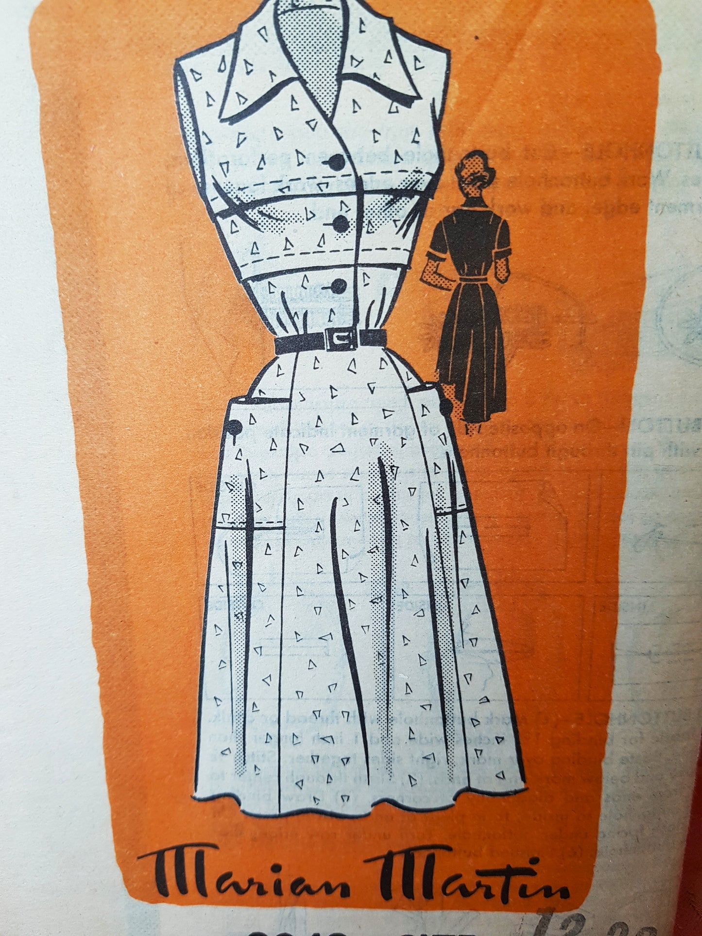 1950s PRETTY Dress With Pockets Pattern MARIAN MARTIN 9049 Pin Tuck Bodice Dress, 3 Sleeve Styles, Bust 30 Vintage Sewing Pattern FACTORY FOLDED