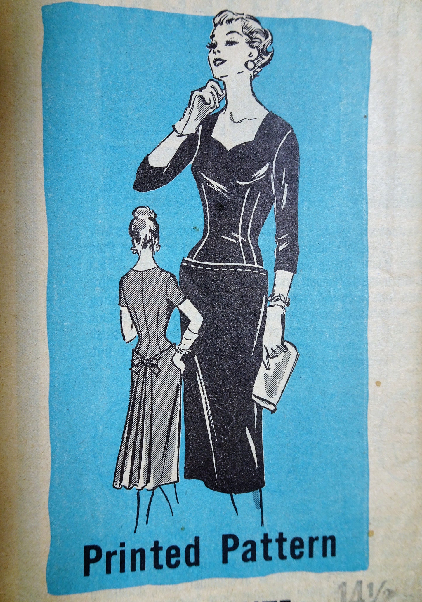 1950s STUNNING Cocktail Party Evening Dress Pattern Marian Martin 9332 Sweetheart Neckline Slim Front Pleated Back Eye Catching Design Bust 35 Vintage Sewing Pattern FACTORY FOLDED